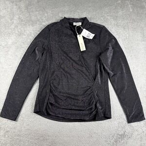 NWT Status by Chenault Women's Long Sleeve Metallic Top Black Size Medium